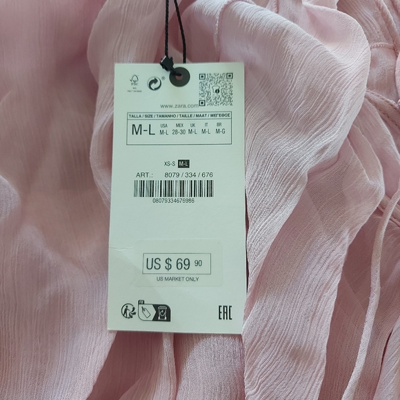 ZARA SEMI-SHEER DUSTY PINK VOLUMINOUS BLOUSE M-L - Picture 11 of 11